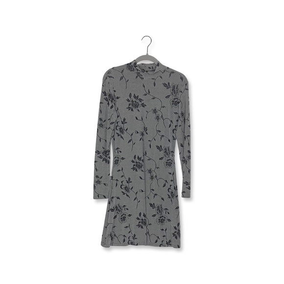 es.se Gray and Black Floral Bodycon Mini Dress - Picture 1 of 5